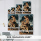Size comparison chart for canvas art prints, showing multiple size options.