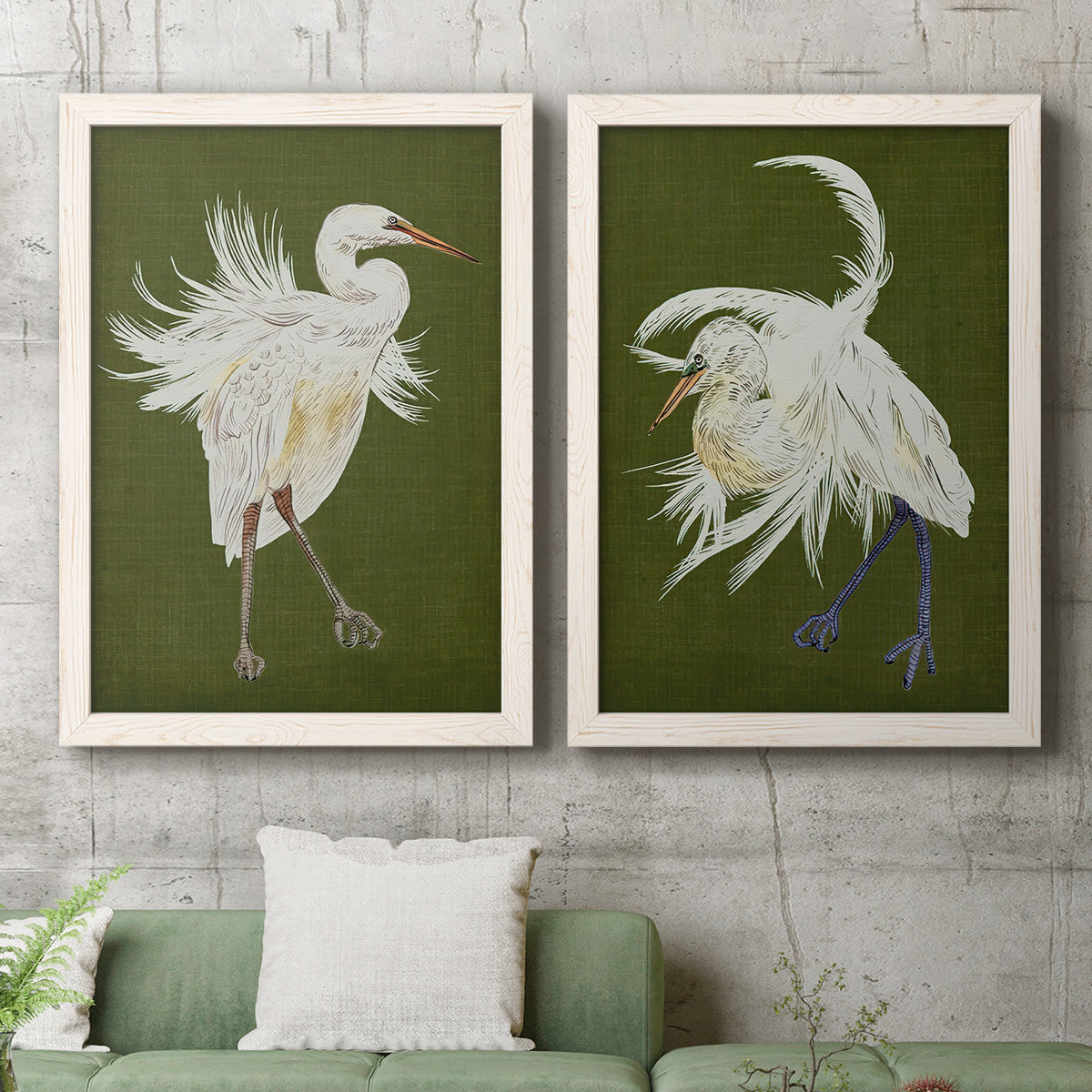 Heron Plumage I - Premium Framed Canvas 2 Piece Set - Ready to Hang