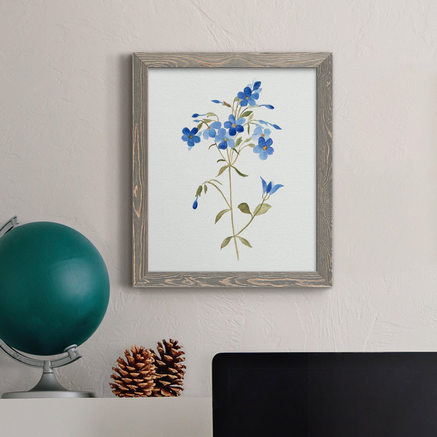 Blue Blossom Botanical II - Premium Canvas Framed in Barnwood - Ready to Hang