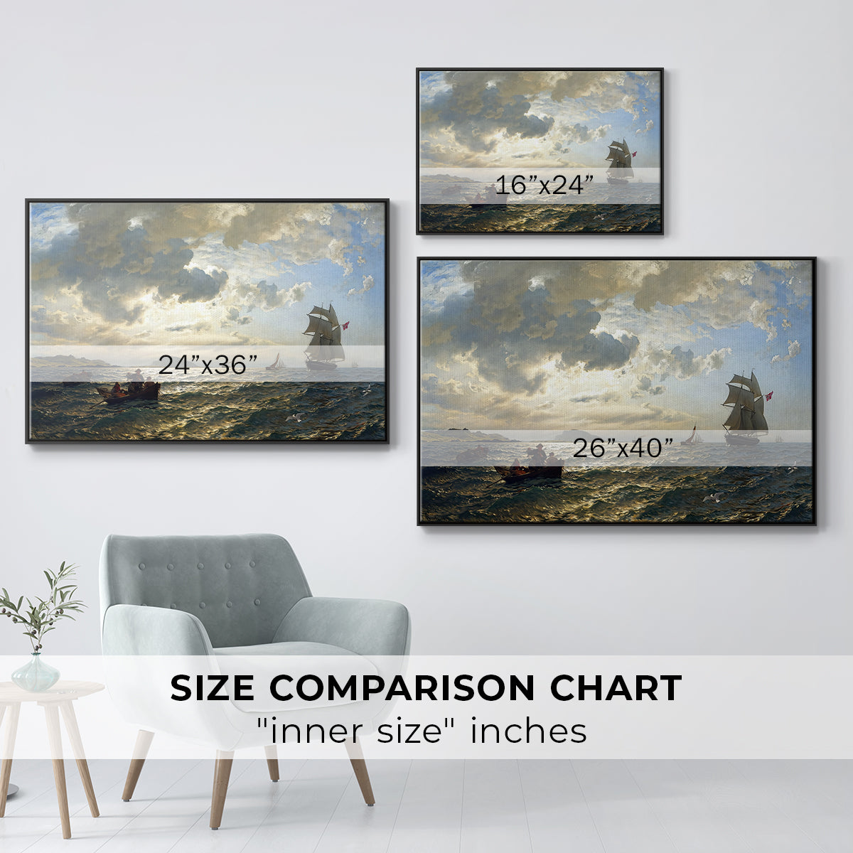 Fresh Breeze on the Norwegian Coast, 1876 - Floater Framed Canvas Print