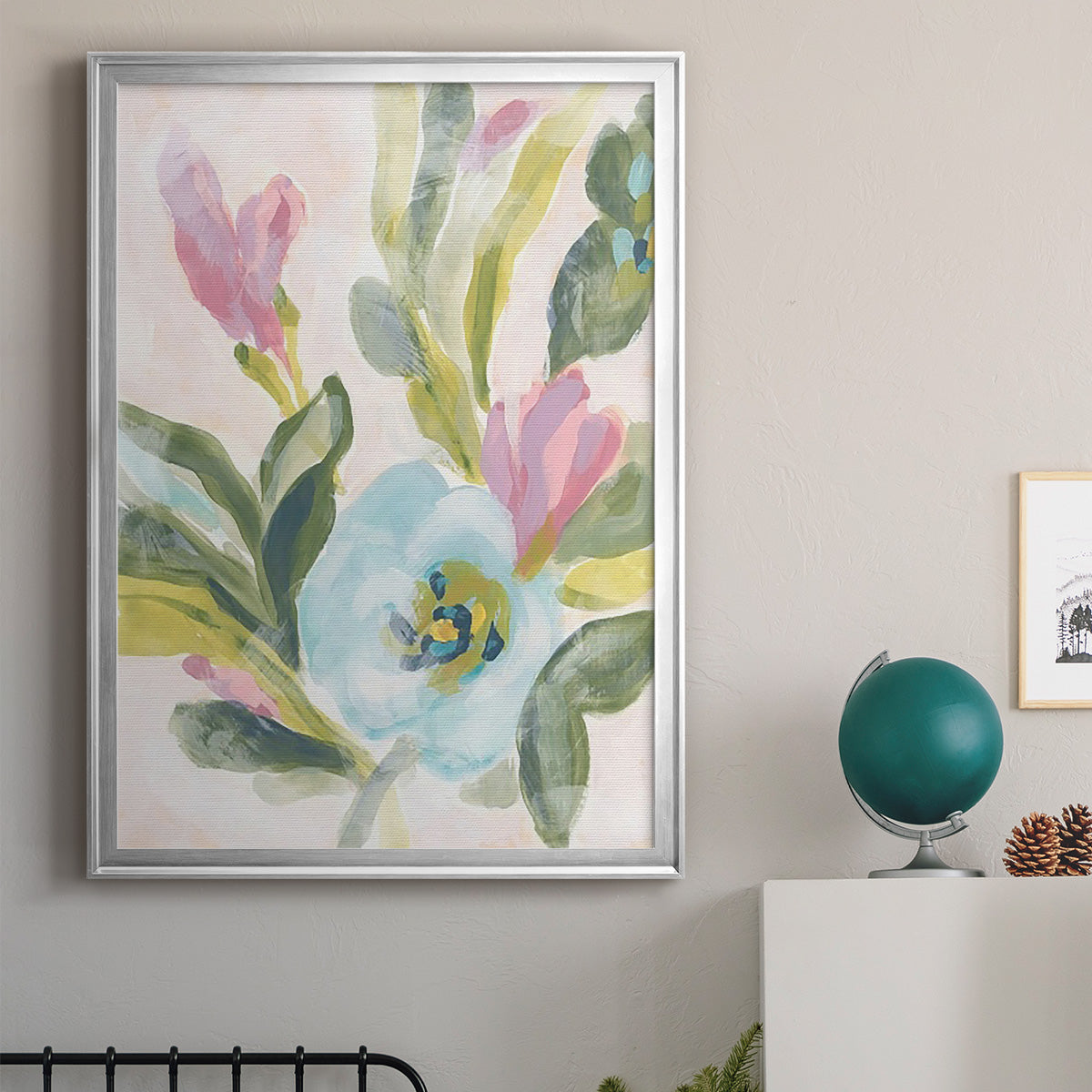 Floral Breeze Fresco  II - Modern Framed Canvas Print