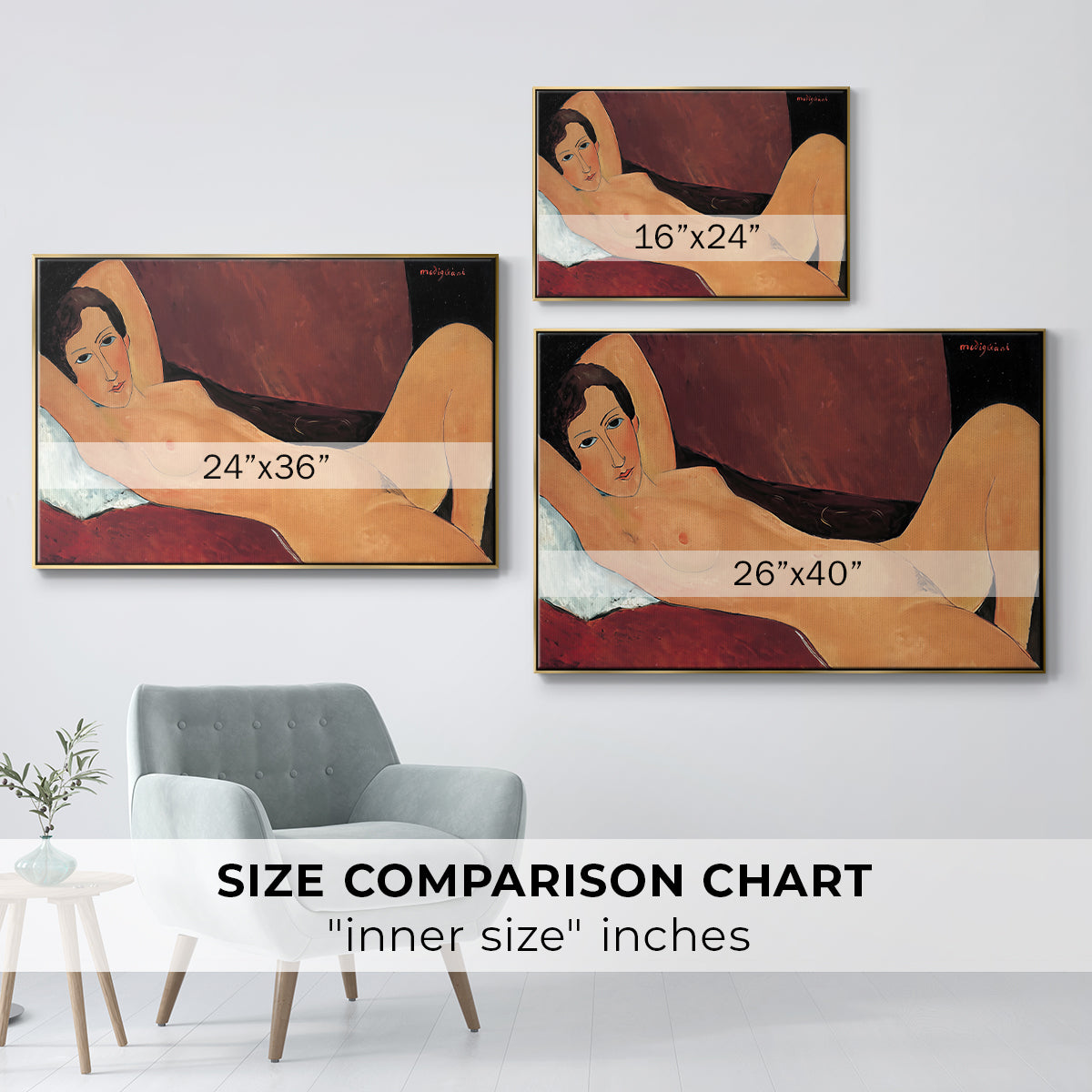 Reclining Nude (Nu couché), 1917 - Floater Framed Canvas Print