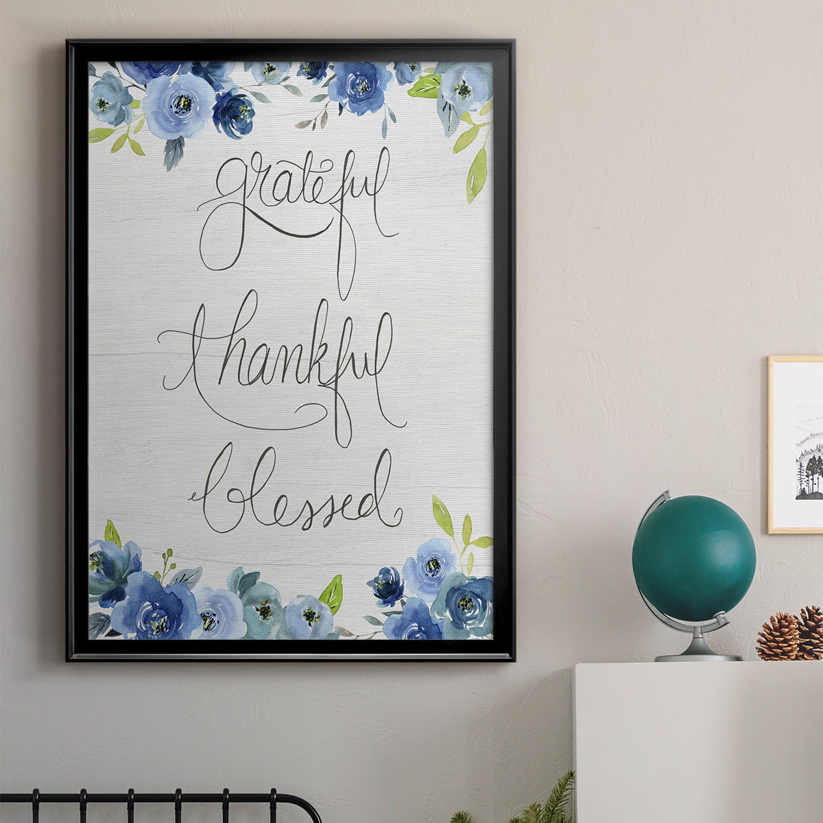 Grateful, Thankful, Blessed - Modern Framed Canvas Print