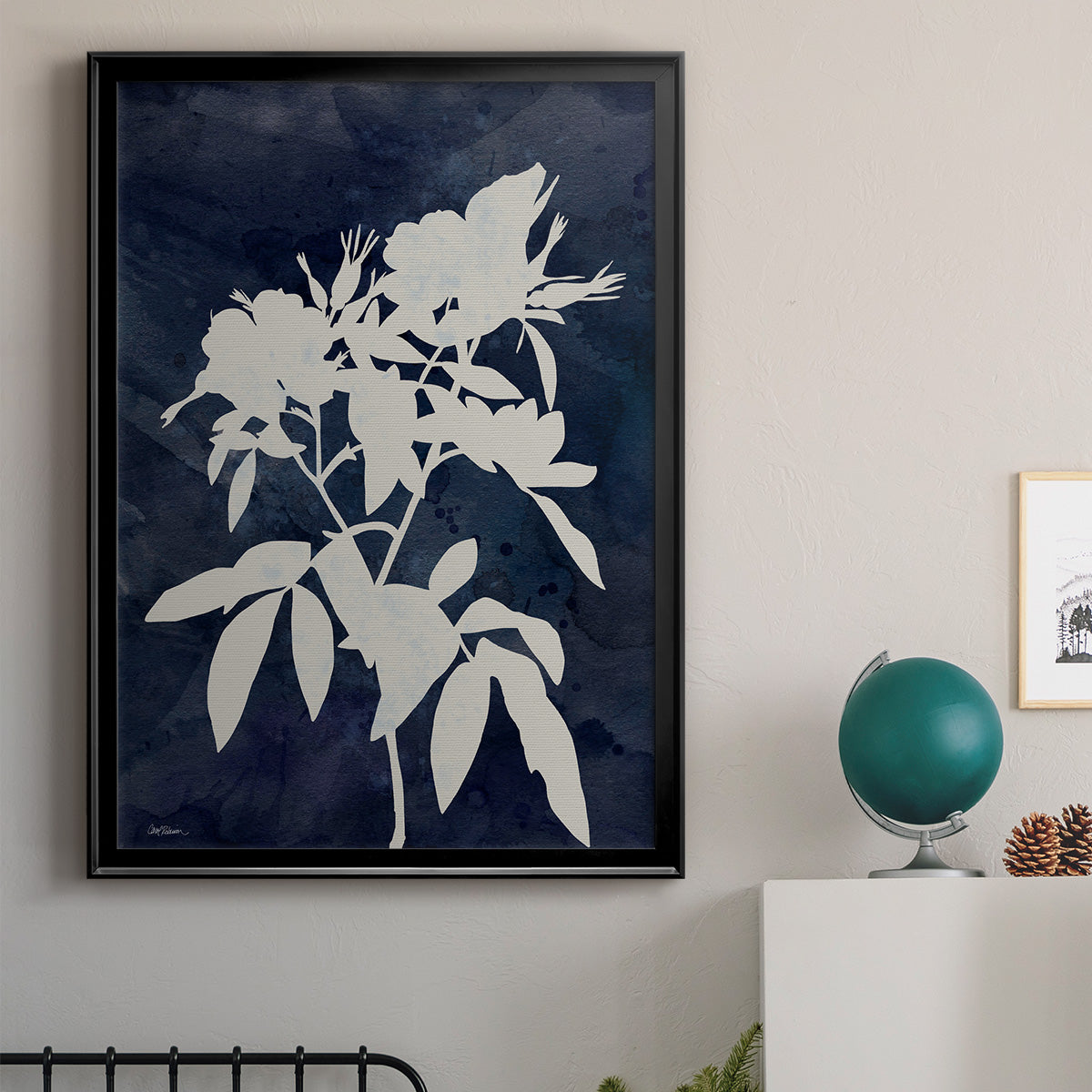 Indigo Botanical I Revisited - Modern Framed Canvas Print
