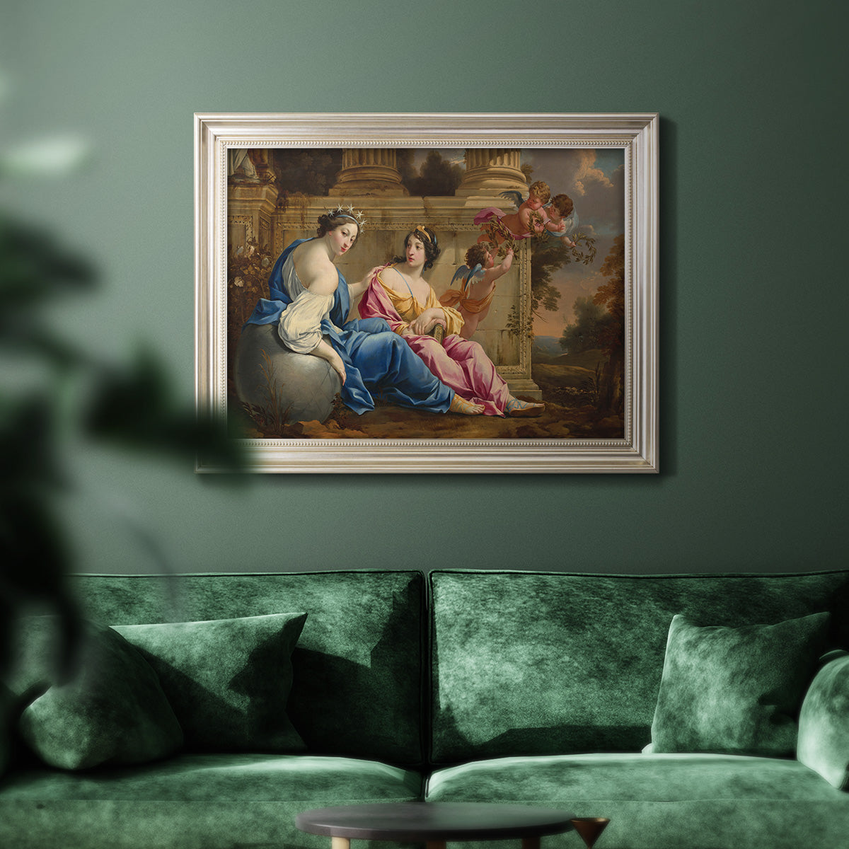 The Muses Urania and Calliope - Ornate Framed Canvas Print