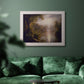 Luminous romantic landscape painting by Frederic Edwin Church in an ornate champagne frame displayed in a dark-toned interior setting.