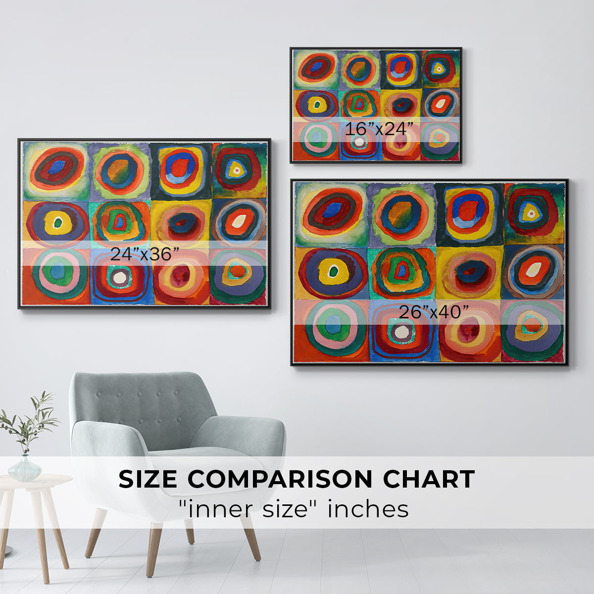 Color Study: Squares with Concentric Circles, 1913 - Floater Framed Canvas Print