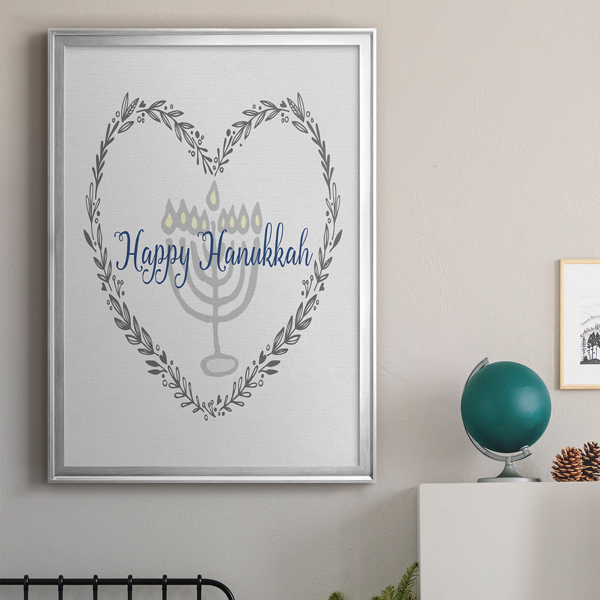 Hanukkah Heart - Modern Framed Canvas Print