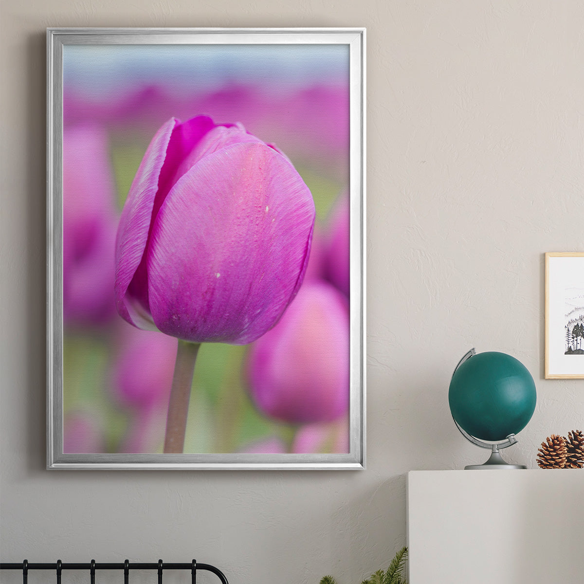 Magenta Stem - Modern Framed Canvas Print