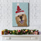 Christmas Golden Retriever and Spring Santa Hat - Gallery Wrapped Canvas