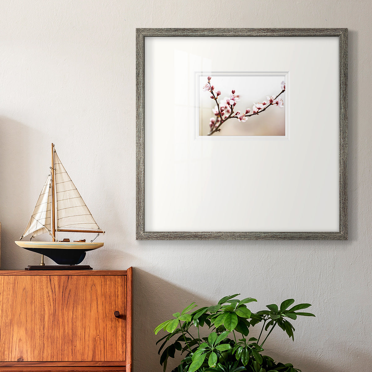 Cherry Blossom Study I - Double Matboard Framed Print
