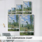 Size comparison chart for canvas art prints, showing multiple size options.