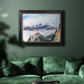 Impressionist alpine mountain landscape by John Singer Sargent in an ornate black frame with gilded inner detail displayed in a dark-toned interior setting.