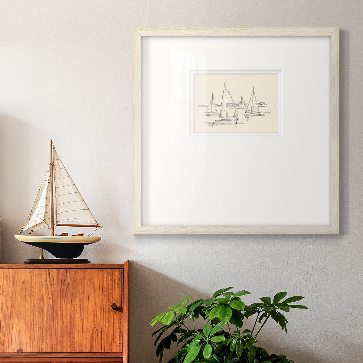 Coastal Contour Sketch II Premium Framed Print Double Matboard