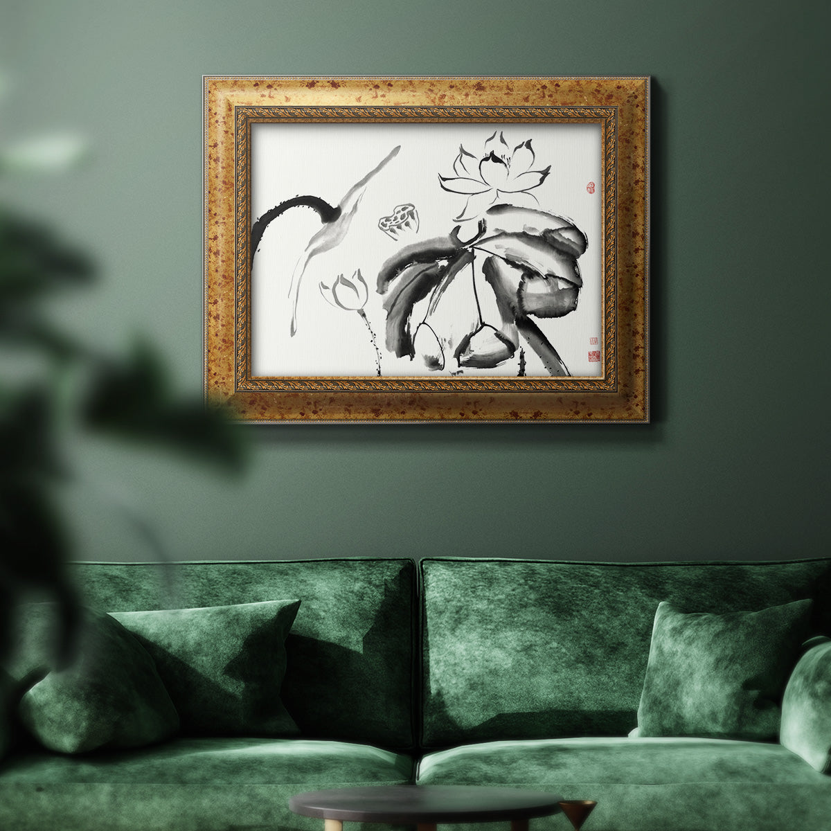 Lotus Study III Premium Framed Canvas- Ready to Hang