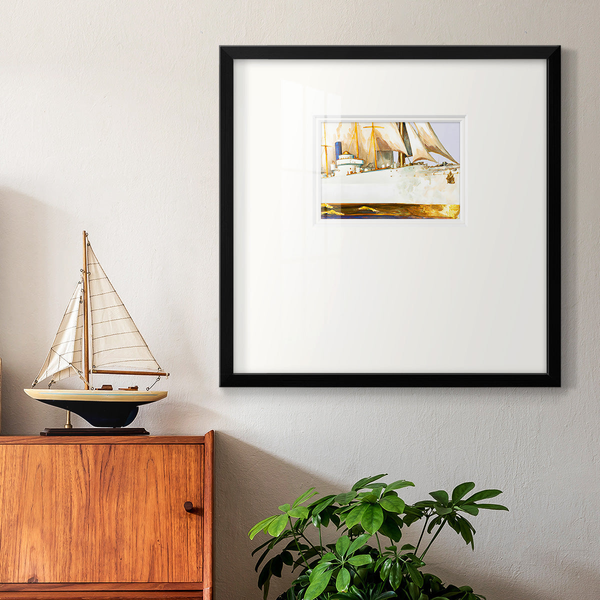 Golden Steam Ship II Premium Framed Print Double Matboard