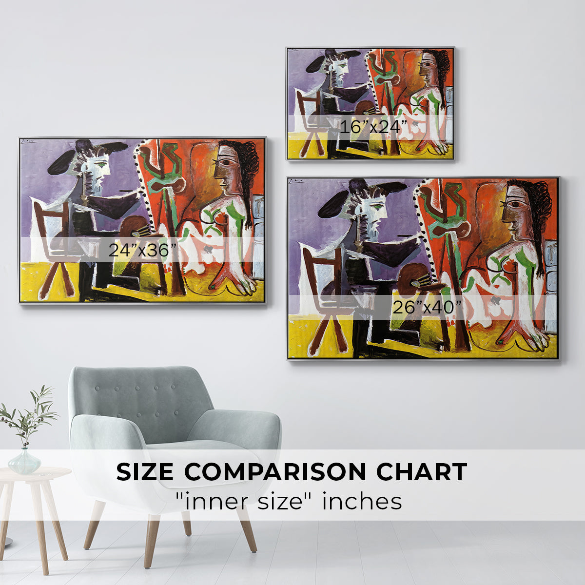 The Painter and His Model, 1963 - Floater Framed Canvas Print