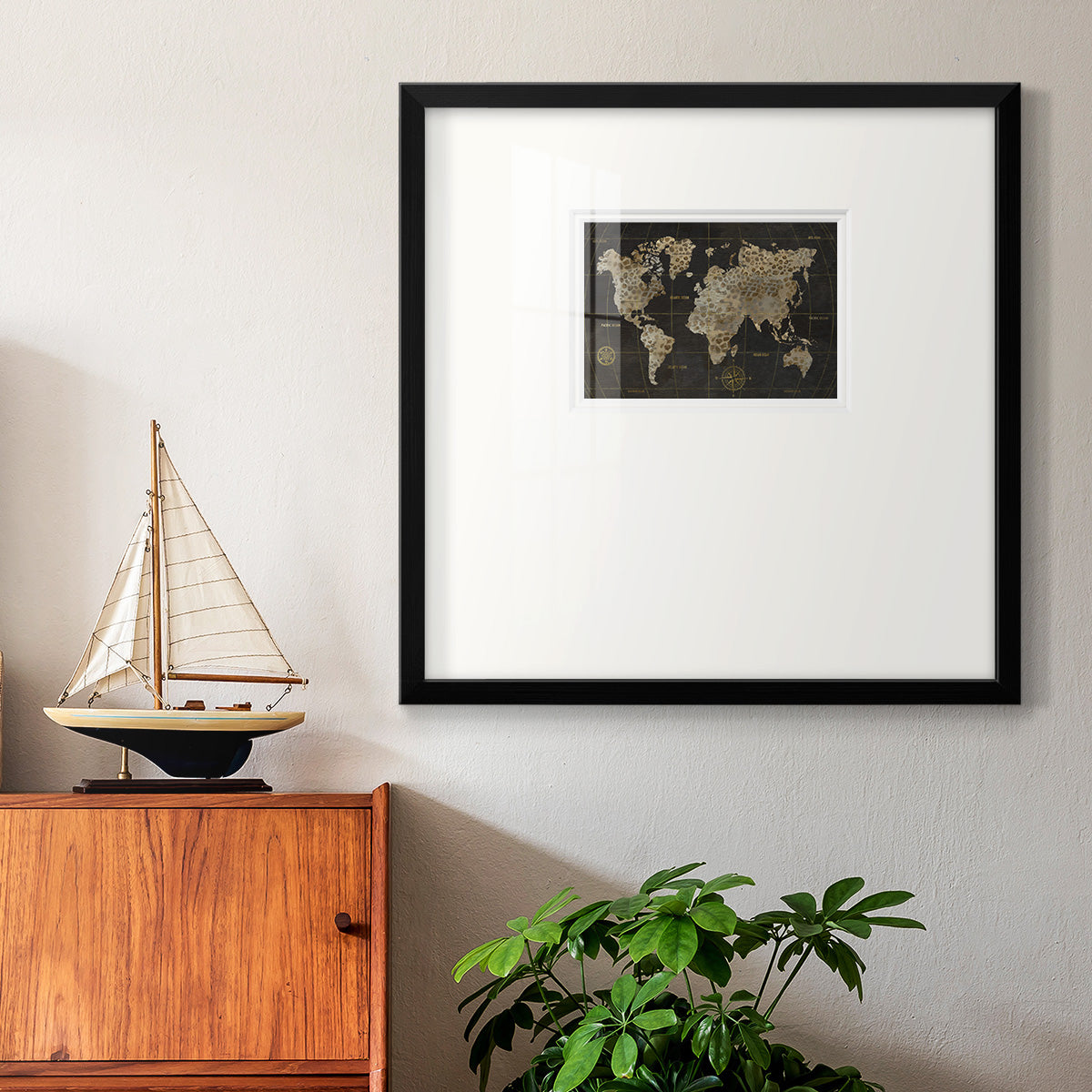 Safari World Map Premium Framed Print Double Matboard