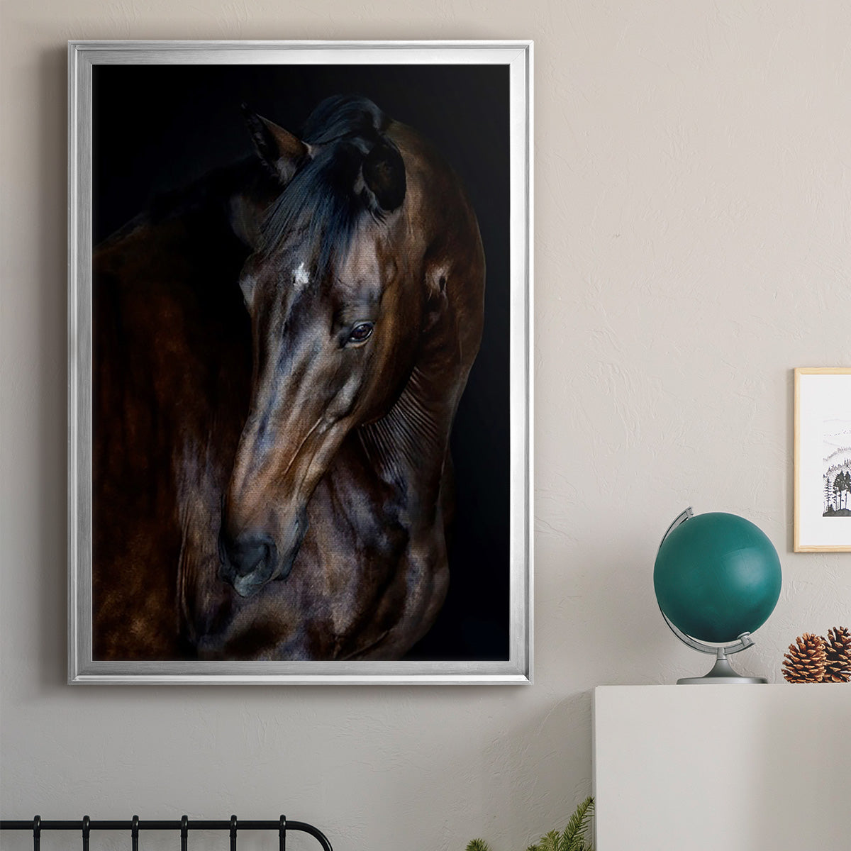 Sunlit Horses I - Modern Framed Canvas Print