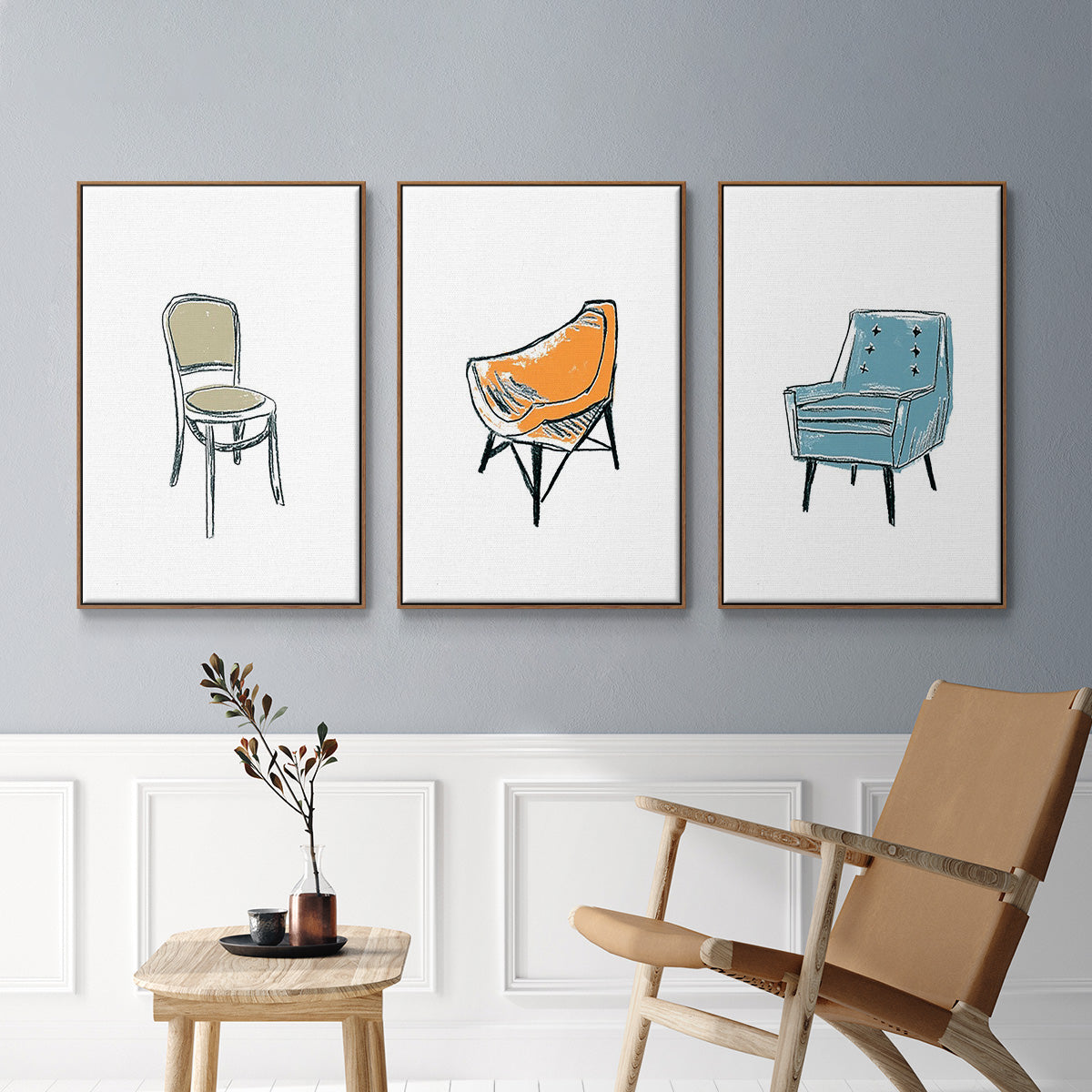 Take a Seat X - Framed Premium Gallery Wrapped Canvas L Frame 3 Piece Set - Ready to Hang