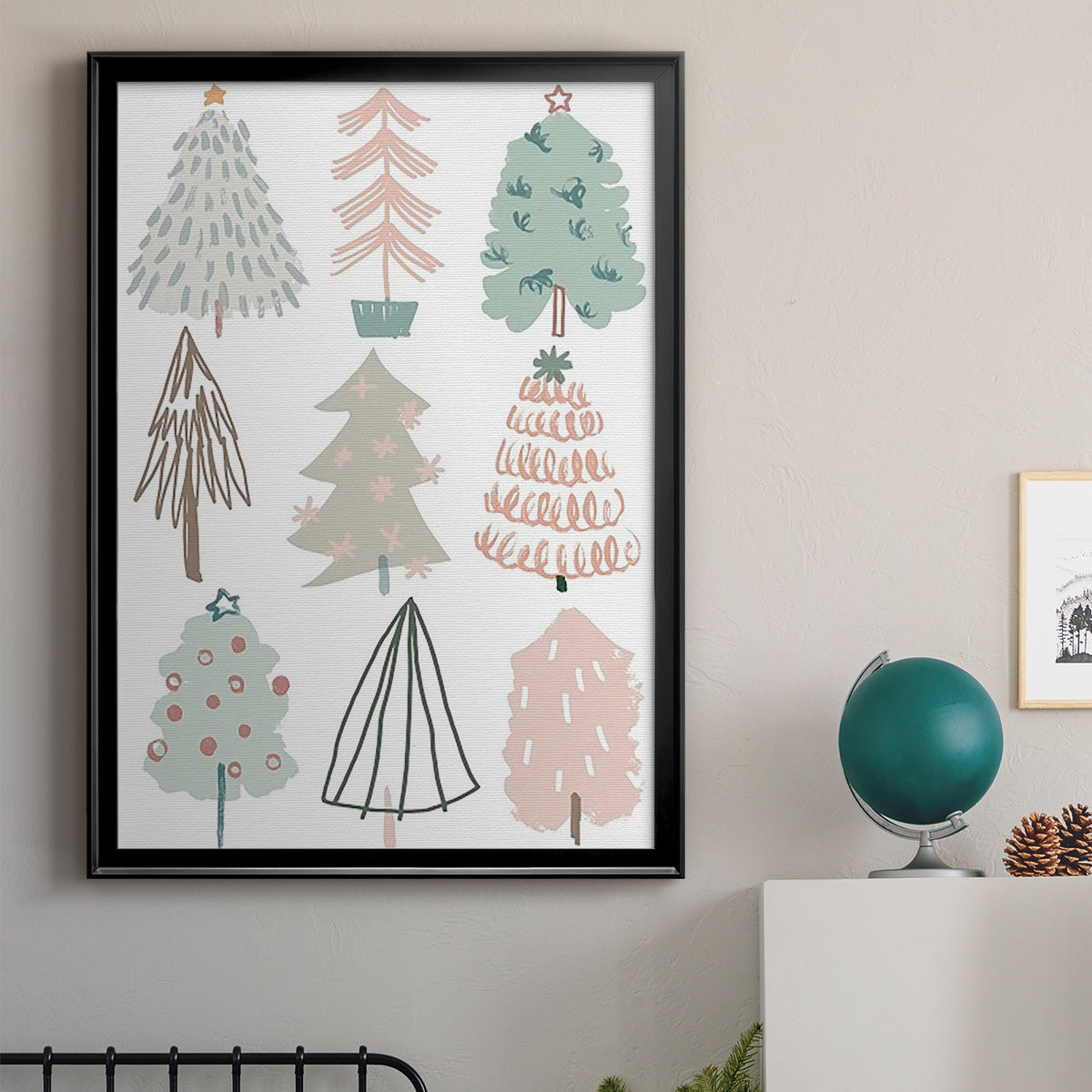 Christmas Tree Sketchbook I - Modern Framed Canvas Print