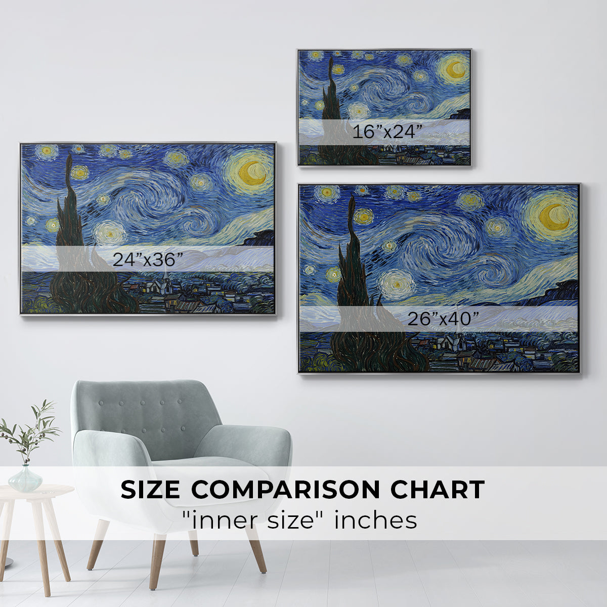 The Starry Night, 1889 - Floater Framed Canvas Print