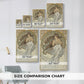 Size comparison chart for canvas art prints, showing multiple size options.