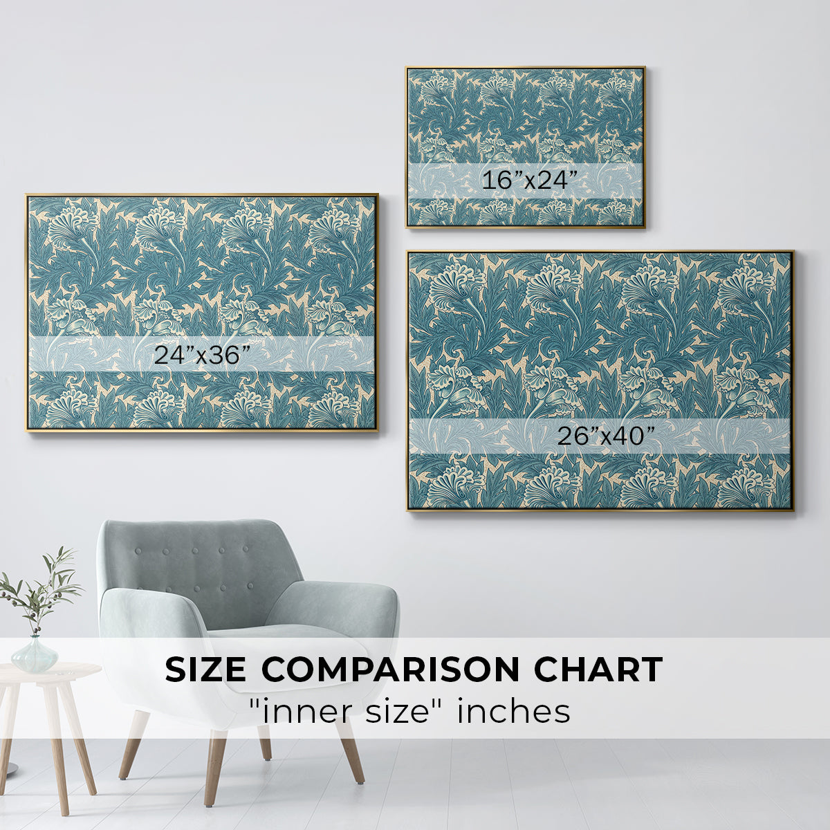 Tulip (Teal), 1875 - Floater Framed Canvas Print