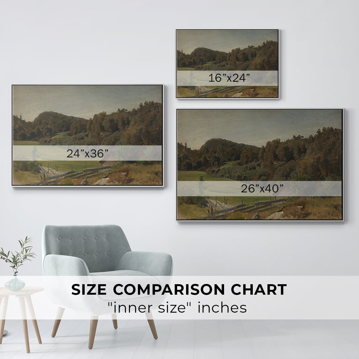 Landscape at Ljan, 1858 - Floater Framed Canvas Print