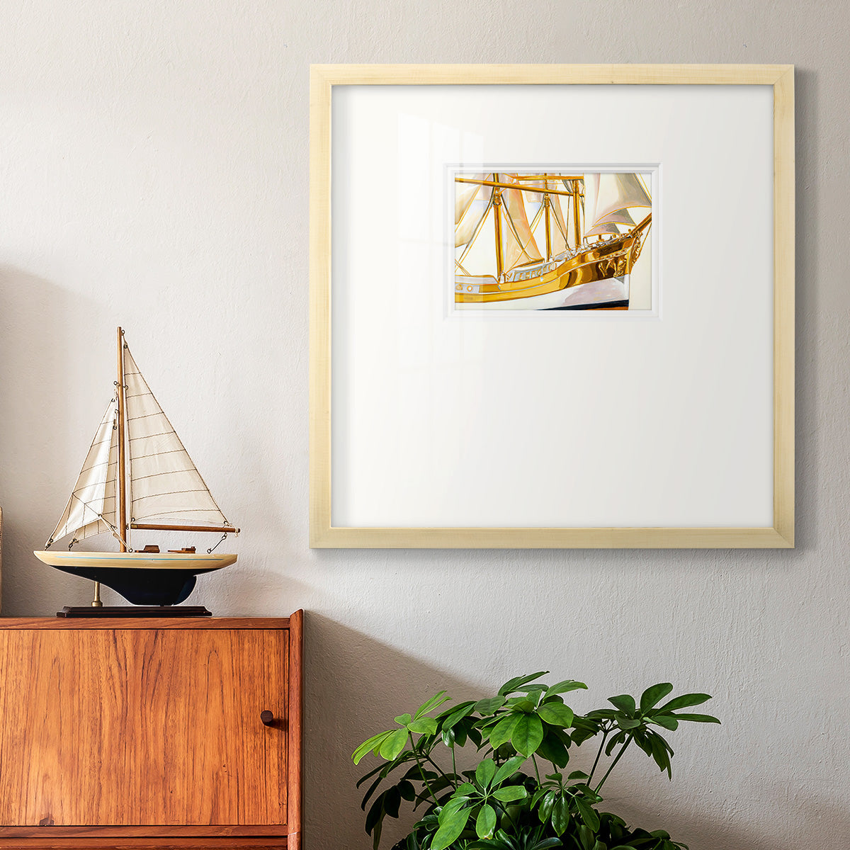 Gold Ship II Premium Framed Print Double Matboard