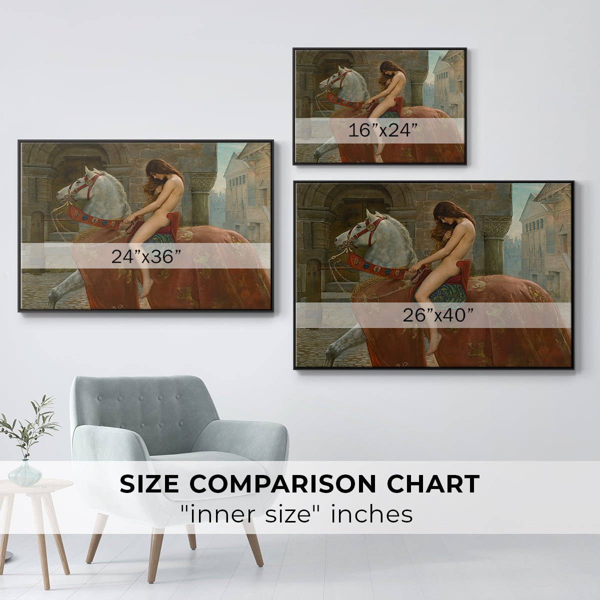 Lady Godiva, 1898 - Floater Framed Canvas Print