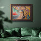 Neo-impressionist abstract portrait by Paul Signac in an ornate bronzed mahogany wood frame displayed in a dark-toned interior setting.