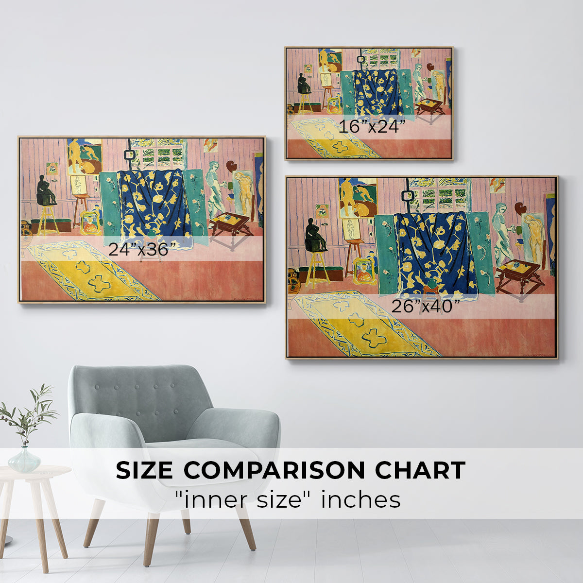 The Pink Studio (L'Atelier Rose), 1911 - Floater Framed Canvas Print