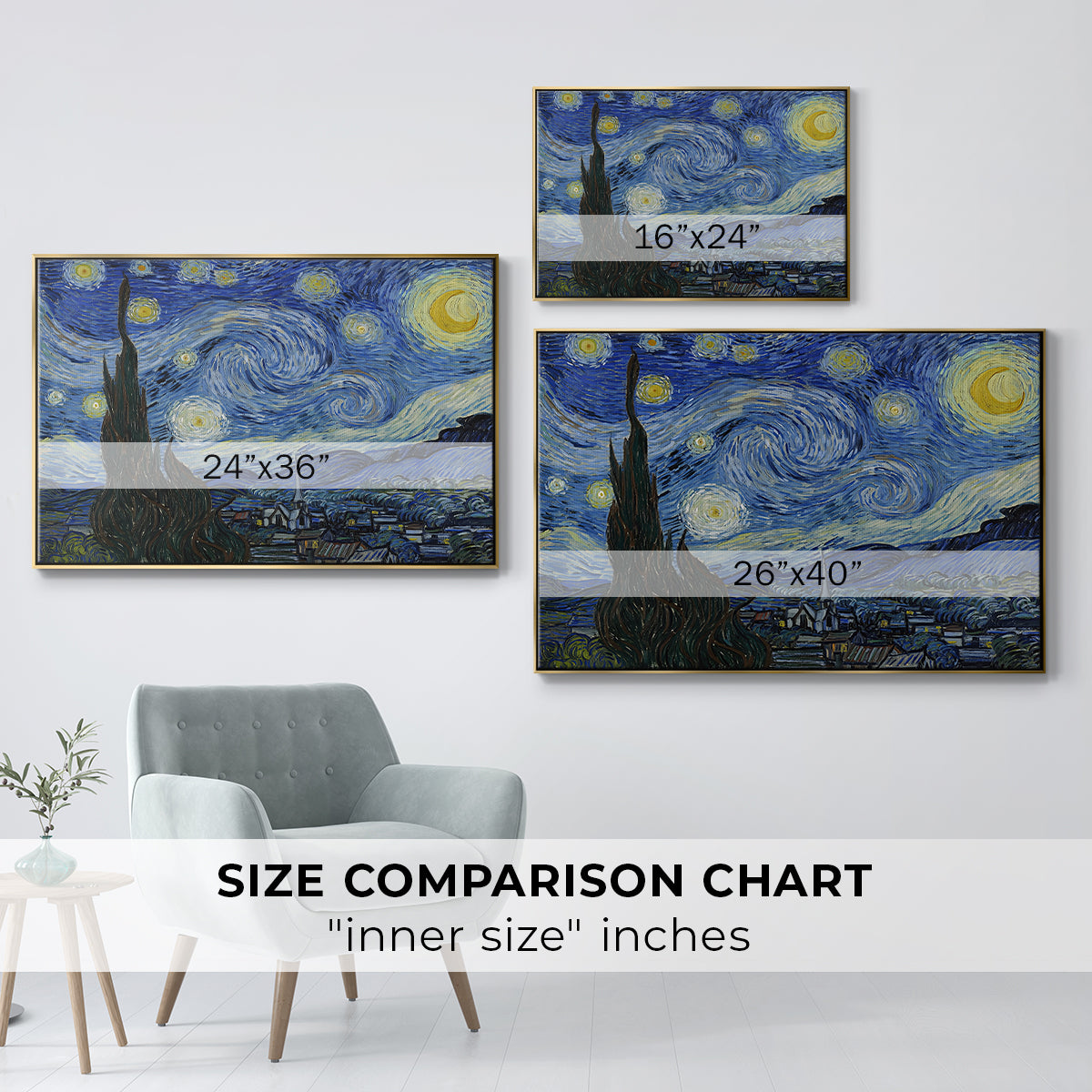 The Starry Night, 1889 - Floater Framed Canvas Print