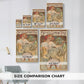 Size comparison chart for canvas art prints, showing multiple size options.