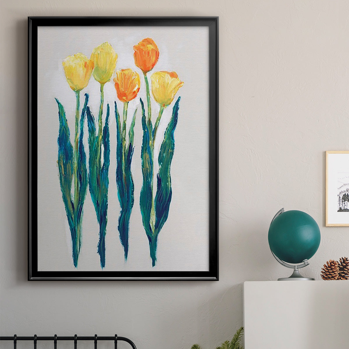 Tulips in a Row II - Modern Framed Canvas Print