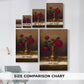 Size comparison chart for canvas art prints, showing multiple size options.
