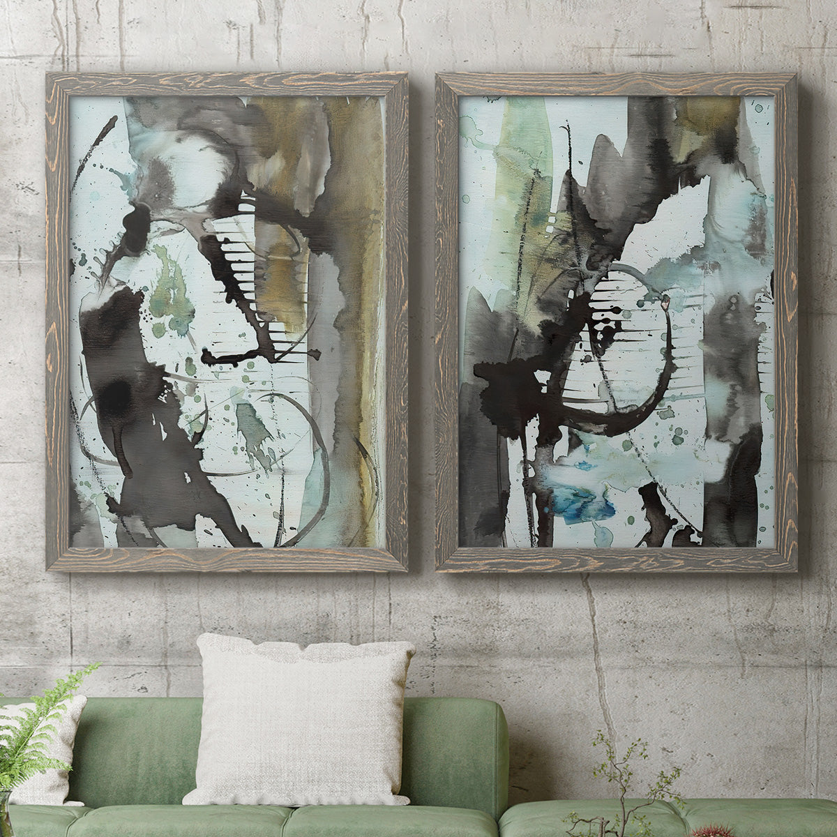 Lyrical Abstract I - Premium Framed Canvas 2 Piece Set - Ready to Hang