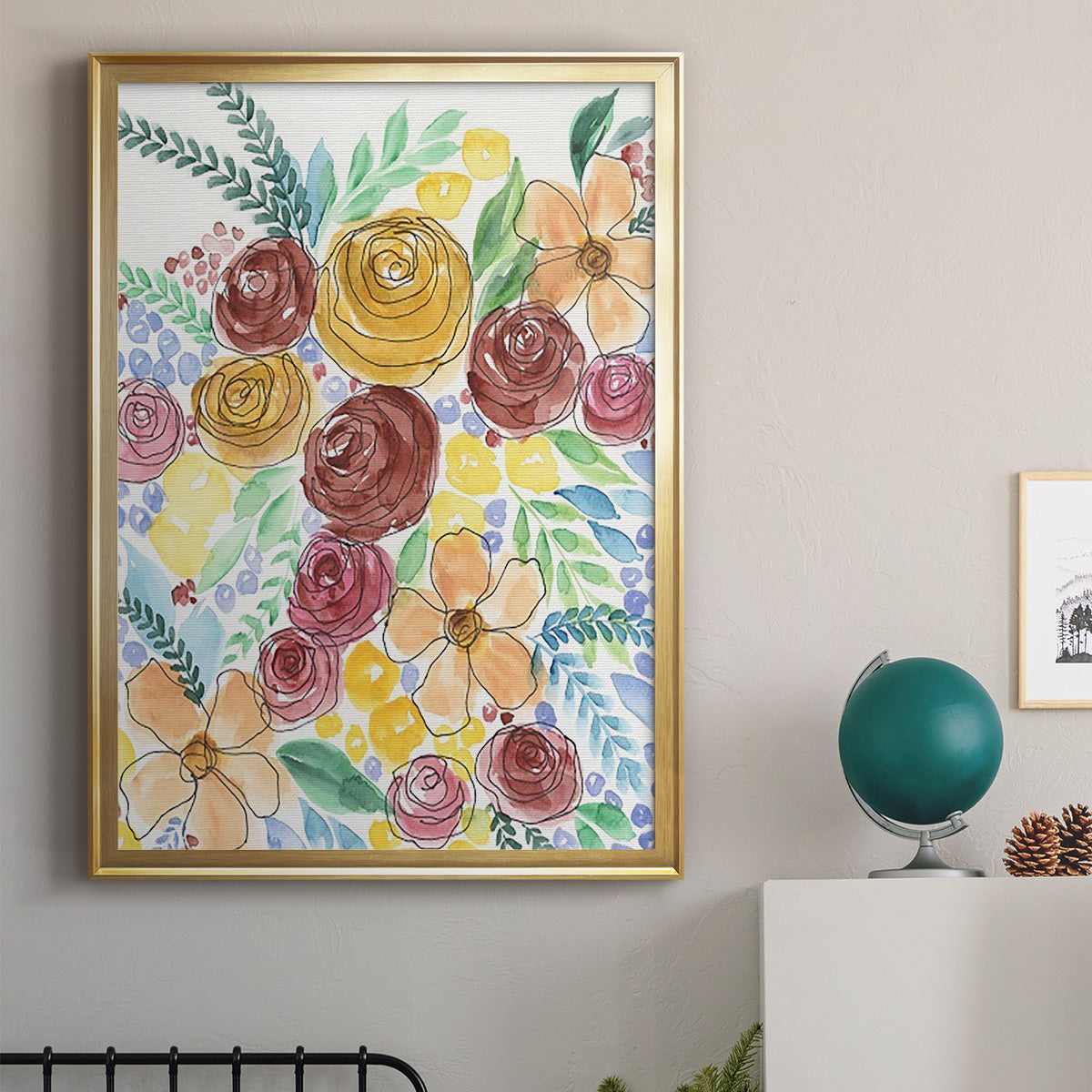 Flower Carousel II - Modern Framed Canvas Print