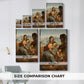 Size comparison chart for canvas art prints, showing multiple size options.