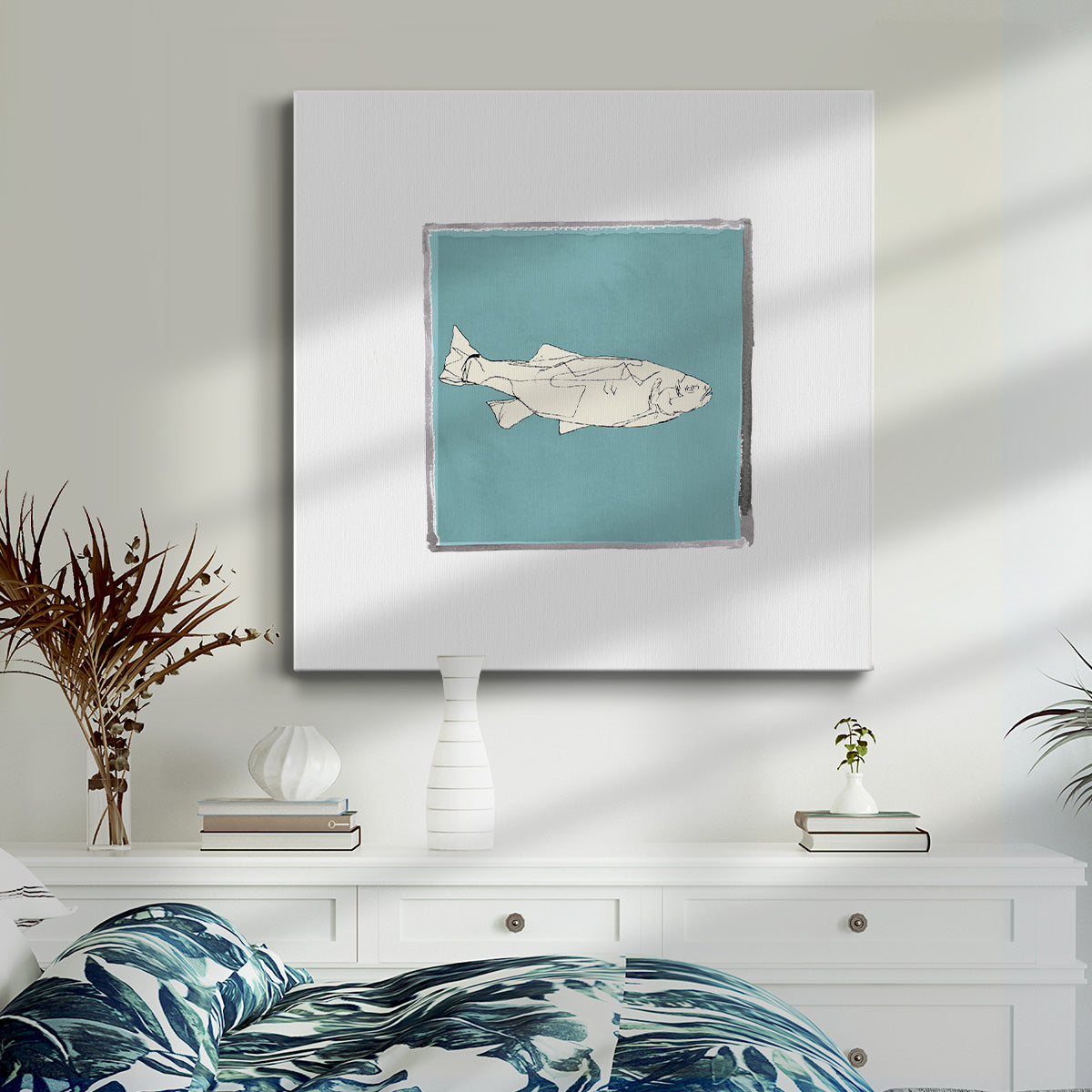 Block Print Fish VIII-Premium Gallery Wrapped Canvas - Ready to Hang