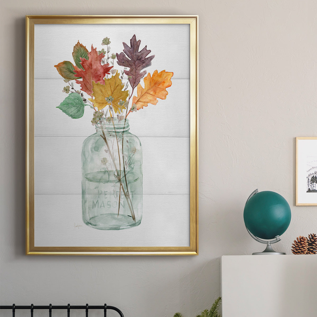 Harvest Home Leaves II - Modern Framed Canvas Print