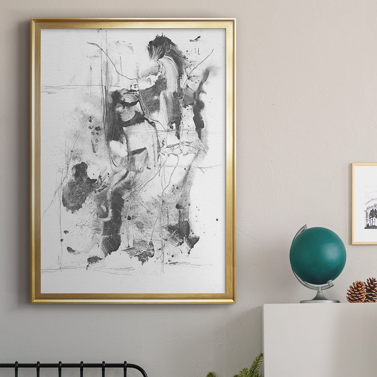 Graphite Abstract I - Modern Framed Canvas Print