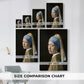 Size comparison chart for canvas art prints, showing multiple size options.