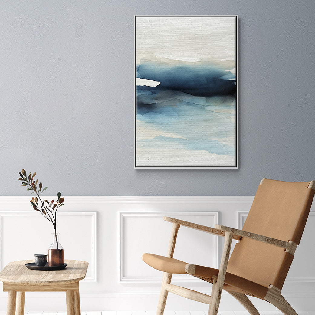 Waves II - Framed Premium Gallery Wrapped Canvas L Frame - Ready to Hang