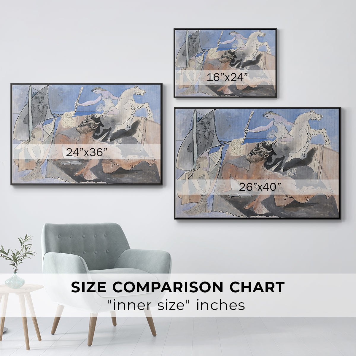 Composition with Minotaur, 1936 - Floater Framed Canvas Print