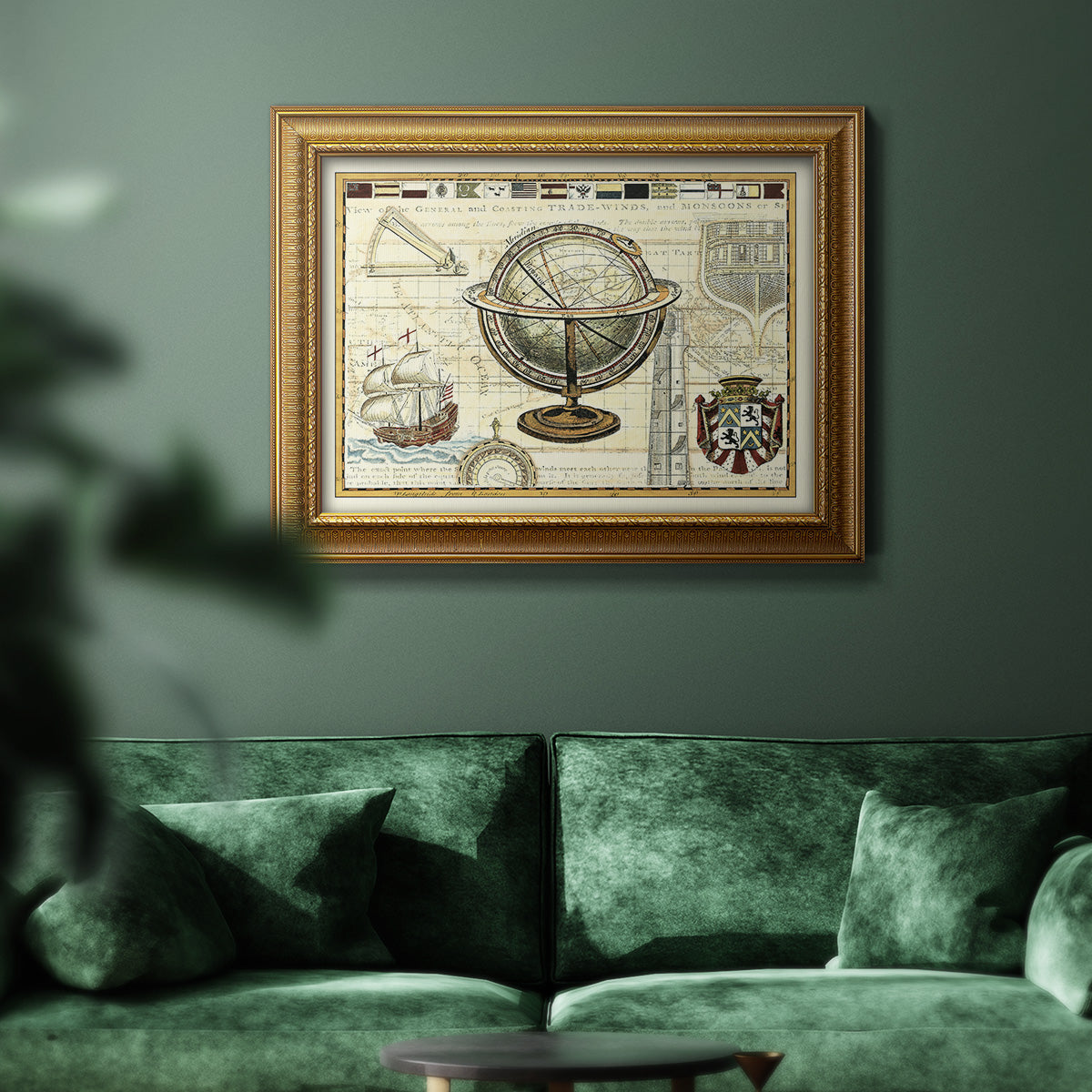 Nautical Map II Premium Framed Canvas- Ready to Hang