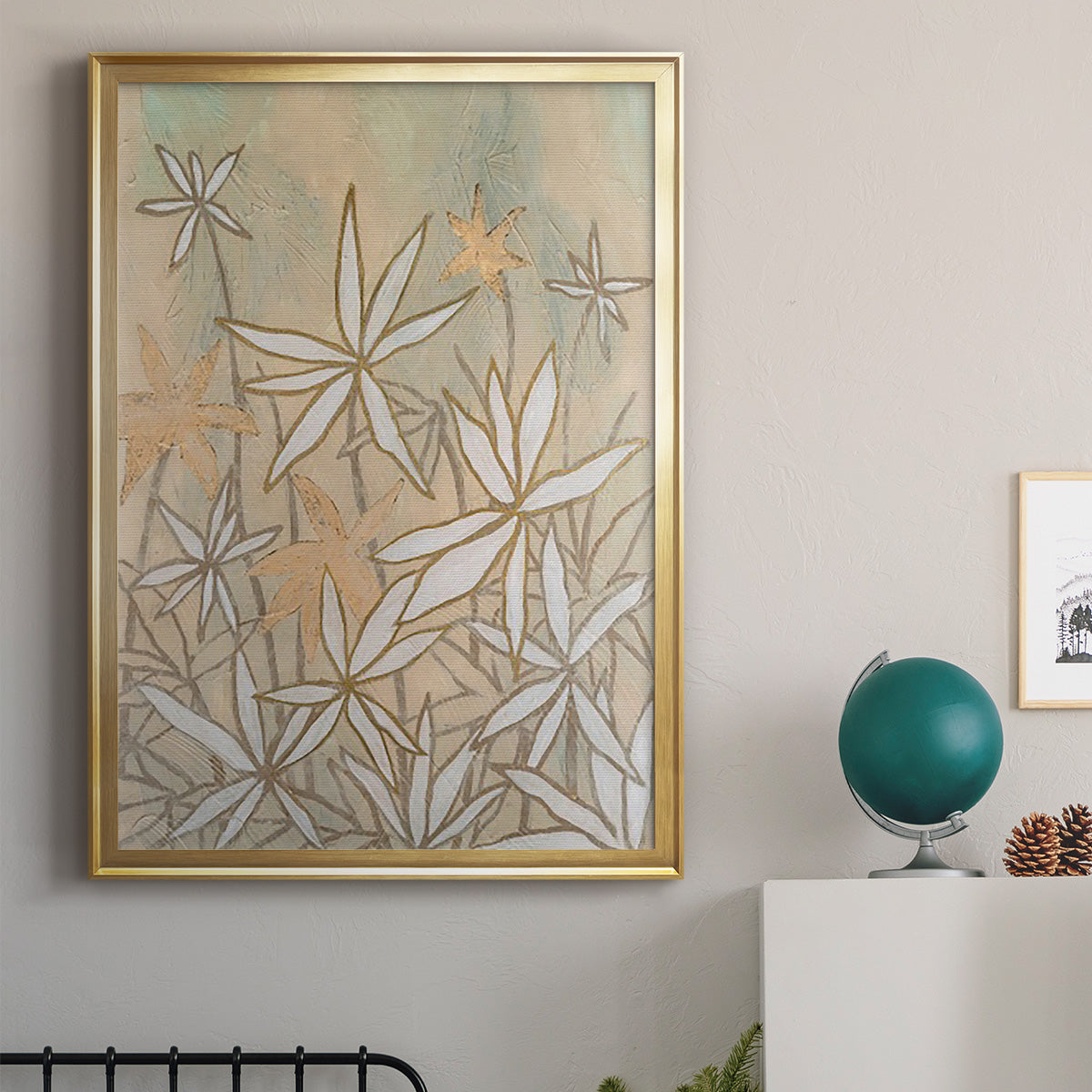 Embellished Starburst Bloom I - Modern Framed Canvas Print