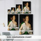 Size comparison chart for canvas art prints, showing multiple size options.