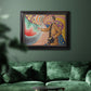 Neo-impressionist abstract portrait by Paul Signac in an ornate black frame with gilded inner detail displayed in a dark-toned interior setting.